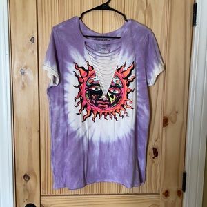 Sublime tie died slashed graphic tee